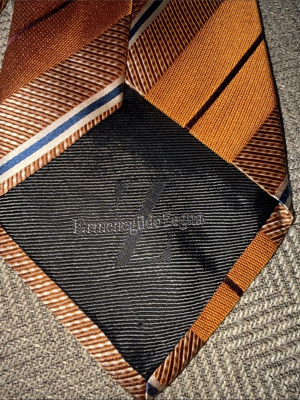 Ermenegildo Zegna Orange Striped 100% Silk Tie